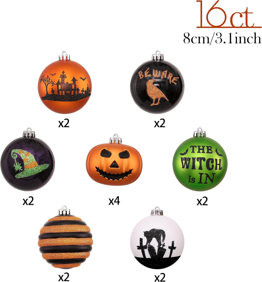 Valery Madelyn 16ct Large Halloween Ornaments Tree Decorations Indoor 3.2"