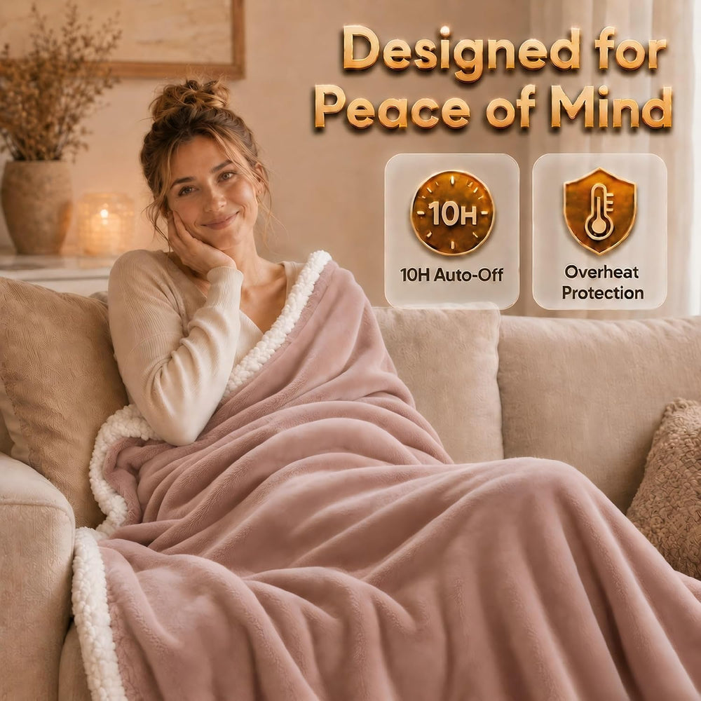 Electric Heated Blanket Full Size 72"x84", Cozy Pink