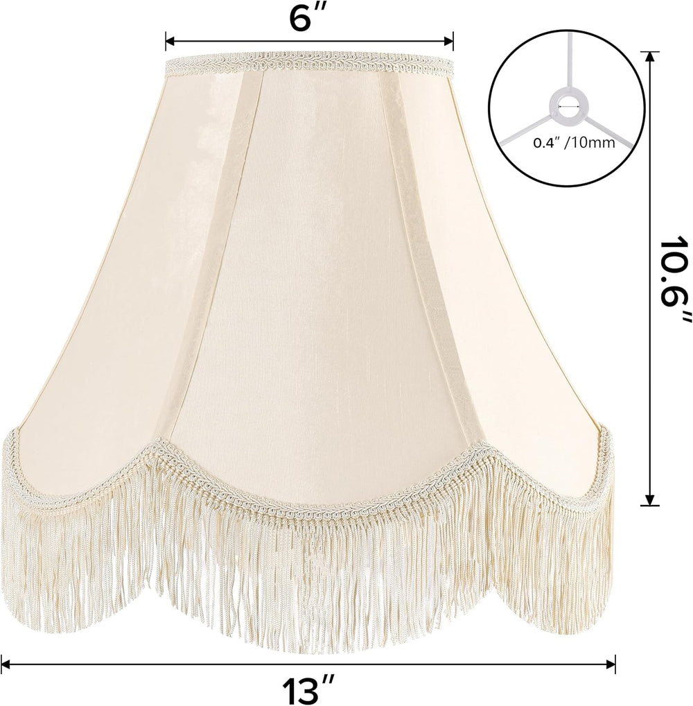 Lamp Shade Set of 2,6" x 13" x 10.6",Yellowish Beige,Scalloped...