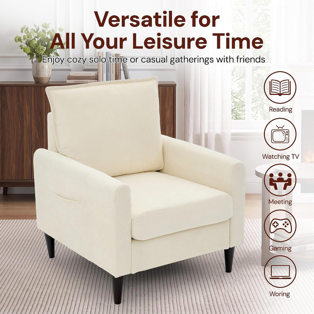 Korser Accent Chair for Living Room, Comfy Upholstered Mid-Century Reading Ch...