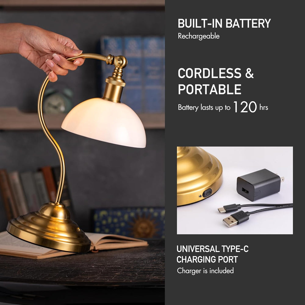 O'Bright Bankers - Cordless LED Table Lamp, Battery-Operated, Rechargeabl...
