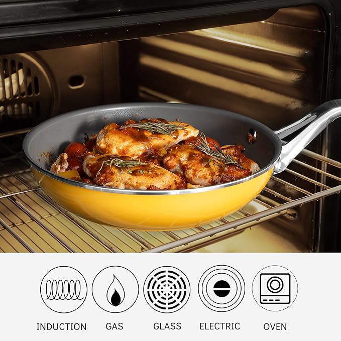 10-Piece Nonstick Ceramic Cookware Set, Non-Toxic Ceramic Coated Aluminum Pots