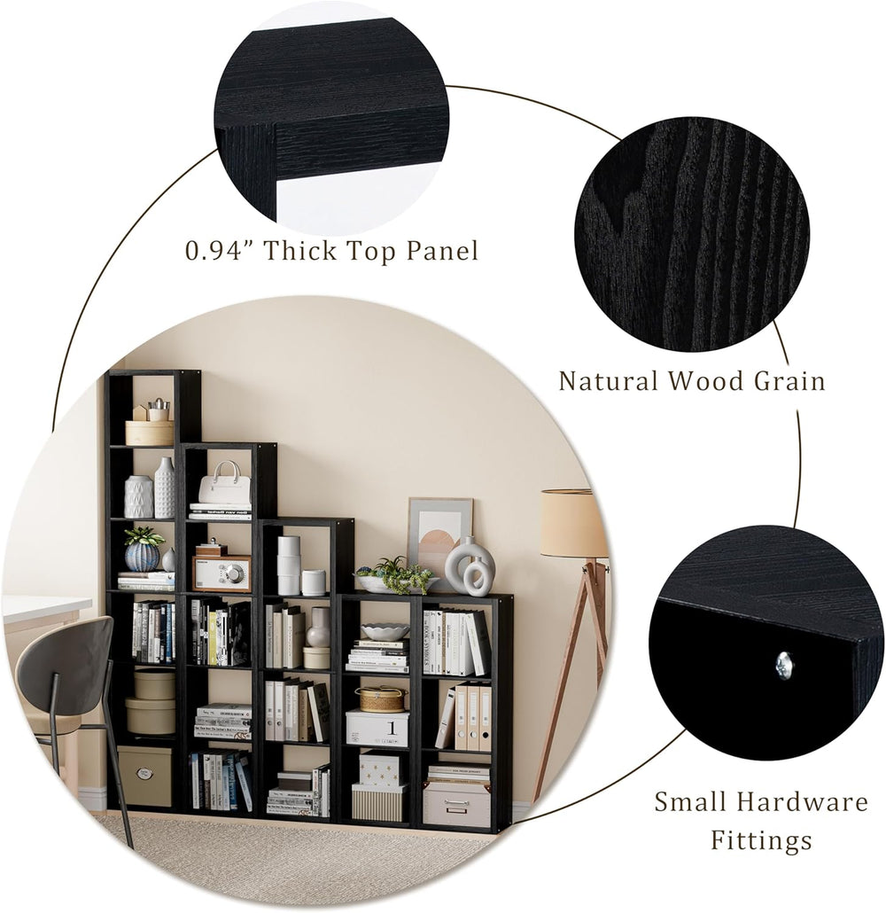 Tall Cube Storage Organizer Bookcase, 5 Tier 11 inch Open Back Cubical Shelf ...