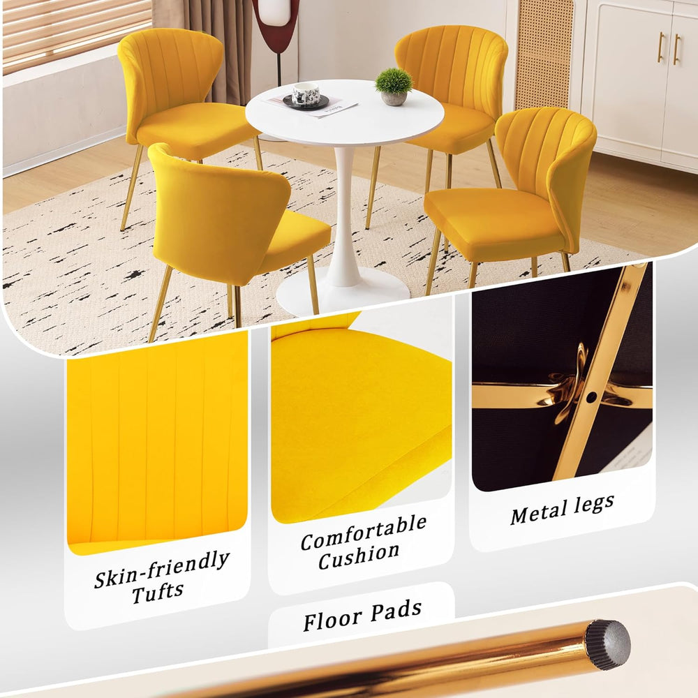 Velvet Dining Chairs Set of 2, Modern Upholstered Vanity Chairs with Golden M...
