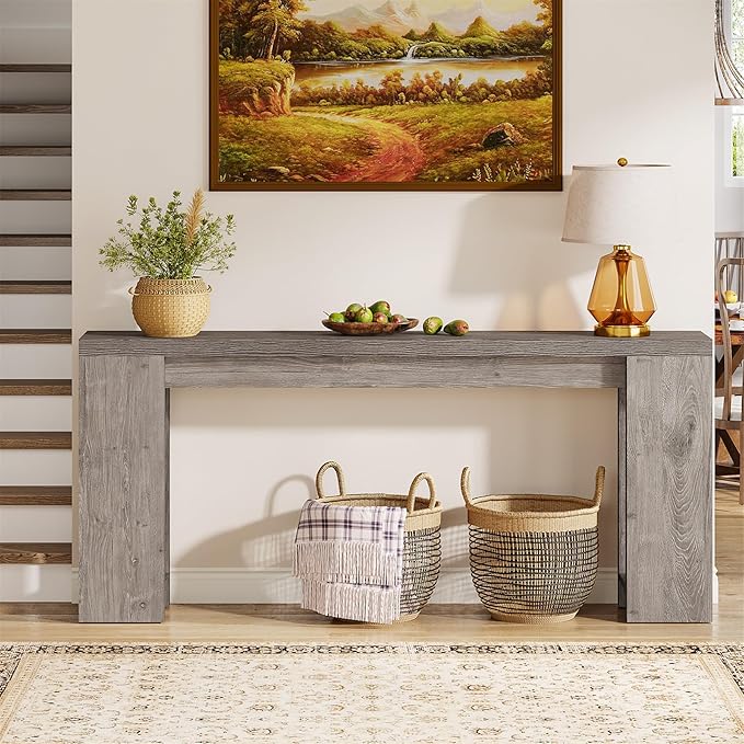Tribesigns 70.9-Inch Extra Long Console Table, Farmhouse Wood Sofa Table Behi...