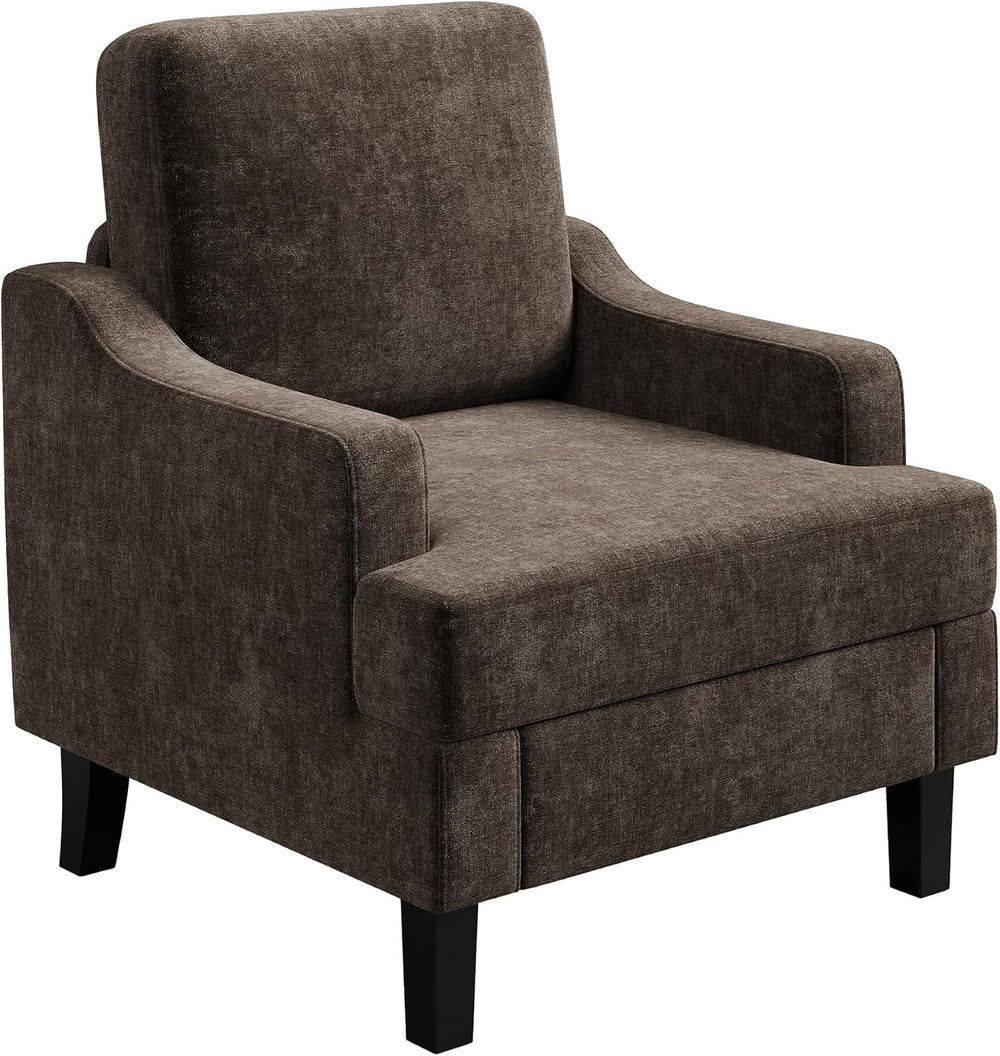 Garvee Dark Brown Comfy Accent Chair, Upholstered Armchair for Living Room