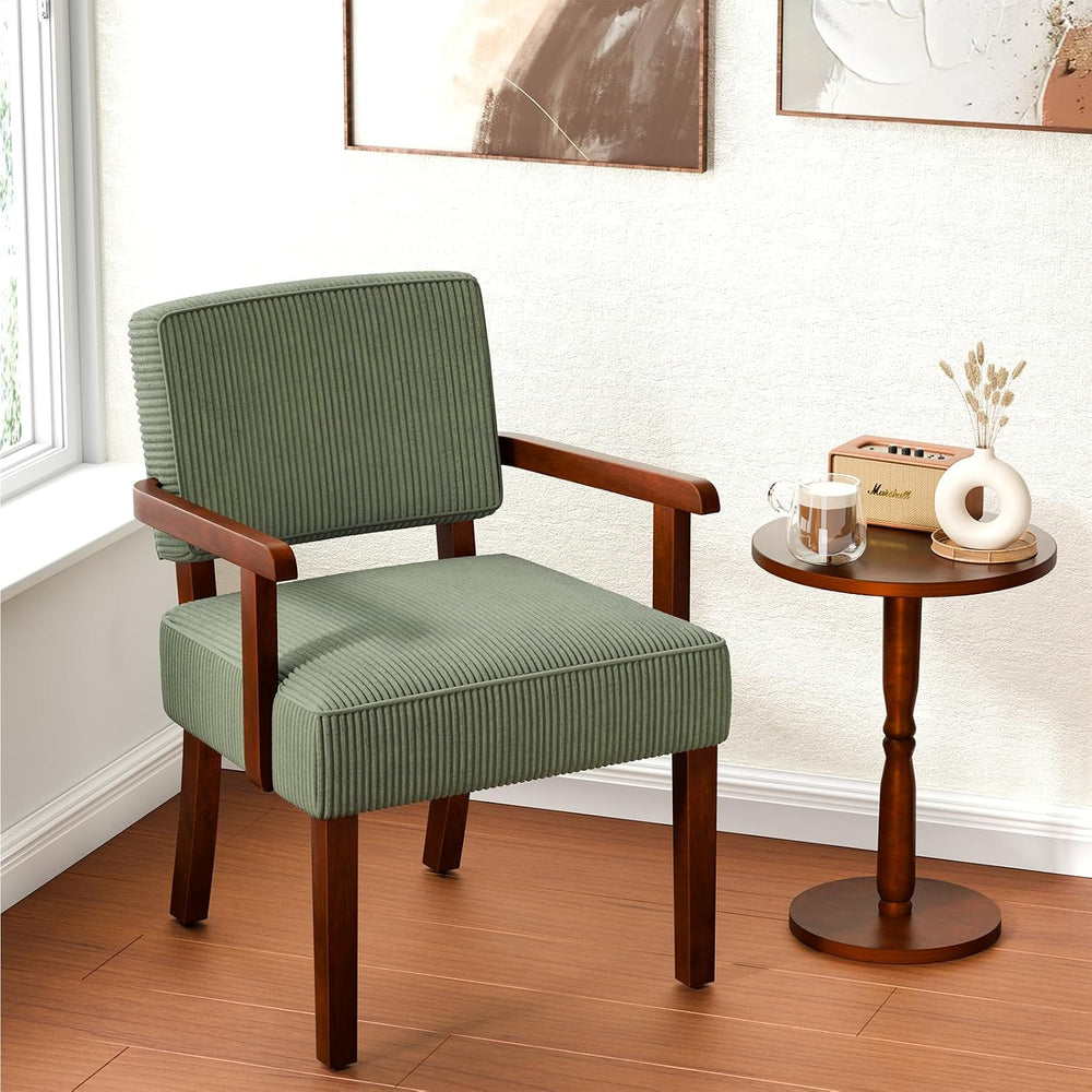 FAGAGA Corduroy Accent Chair, Armchair with Solid Wood Frame and Legs