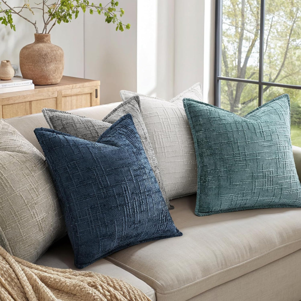 decorUhome Chenille Decorative Throw Pillow Covers 20x20 Set of 2, Teal