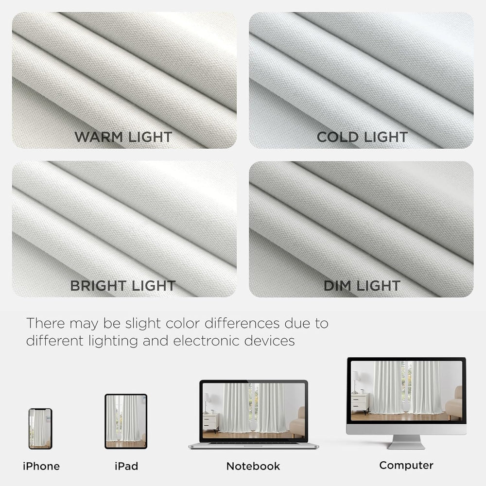 Joydeco White Blackout Curtains 96 Inches Long - 100% Blackout Curtain 2 Pane...