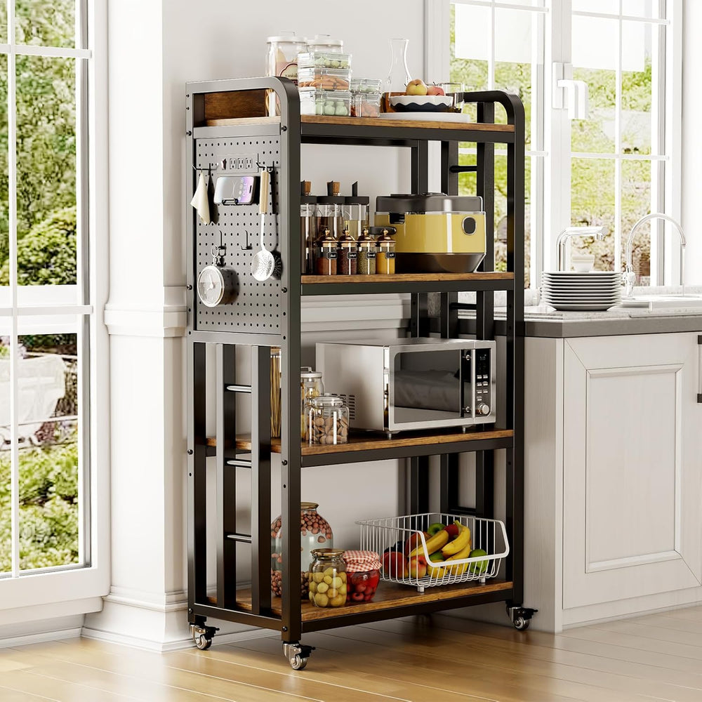Bakers Rack with Power Outlet,bakers rack with storage,microwave cart | Micro...
