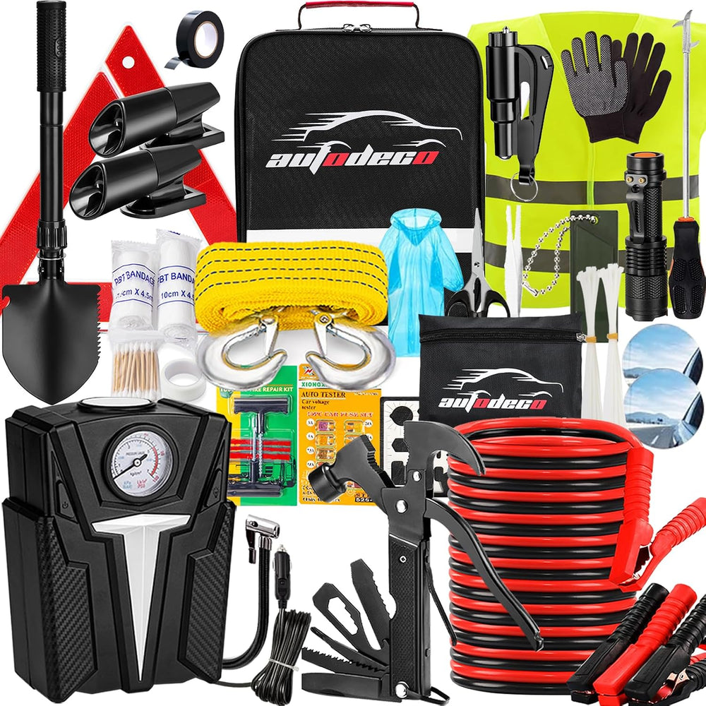 Roadside Car Emergency Kit - 136Pcs Premium Heavy Duty Car Safety Kit Emergen...