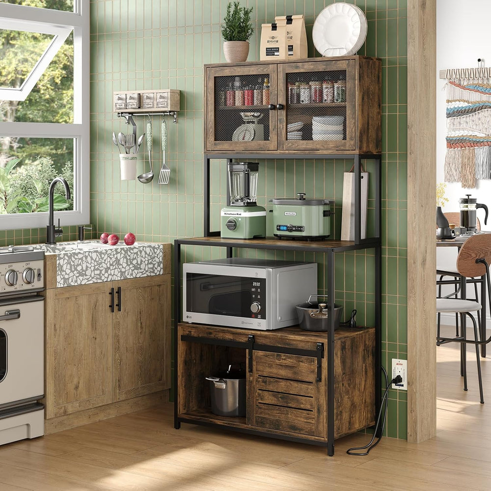 Furniouse 6-Tier Kitchen Bakers Rack with Power Outlet, Industrial Microwave ...