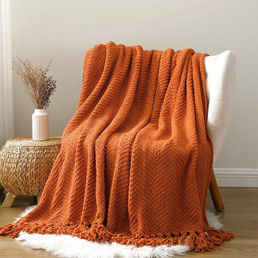Battilo Burnt Orange Throw Blanket for Couch, Fall Throw Blanket, 50"x60...