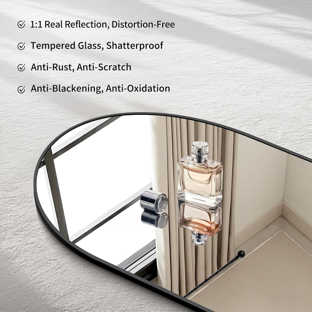 CIRCUMI Arched Wall Mirror, 30"x50" Black Arched Mirror for Bathroom