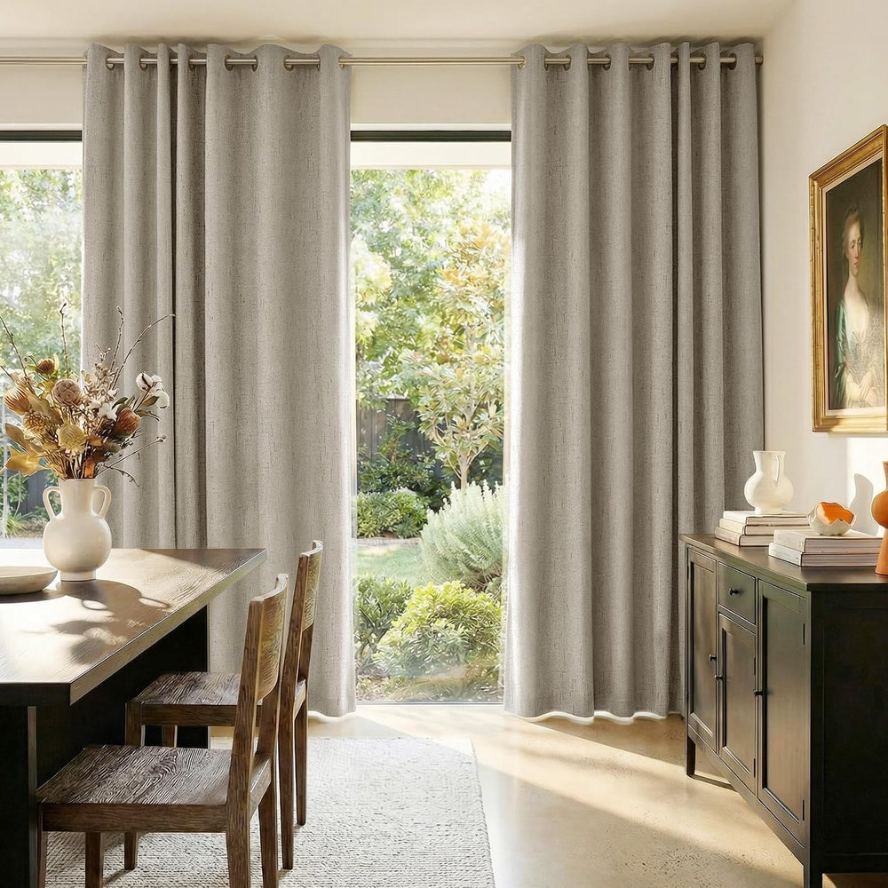 NICETOWN 100% Blackout Sliding Door Curtain, Beige, W100xL84, 1 Panel