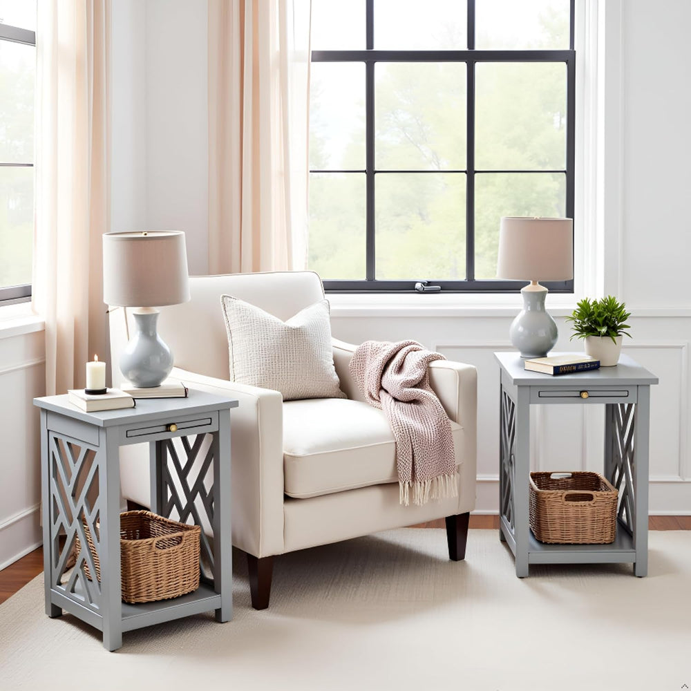 Alaterre Furniture Coventry 2-Pack Wood End Tables – Compact Side Tables with...