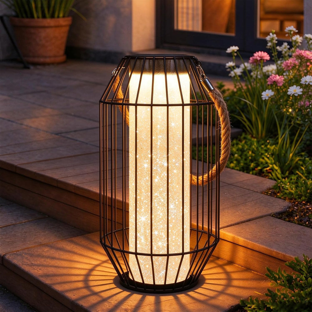 13.5" Large Decorative Metal Solar Outdoor Waterproof Lantern for Patio