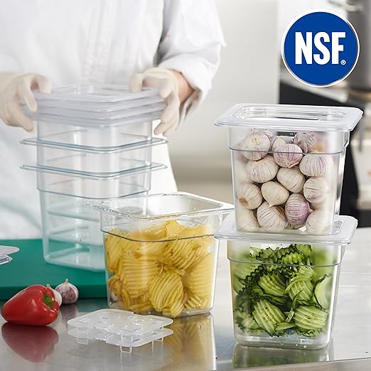 CURTA 6-Pack 1/6 Size 6" Deep NSF Polycarbonate Food Pans