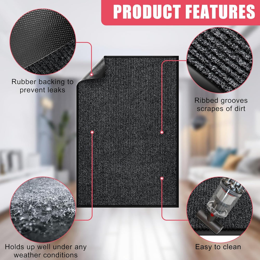 Kuyal Front Door Mat, 2'x6' Indoor Outdoor Entrance Mat