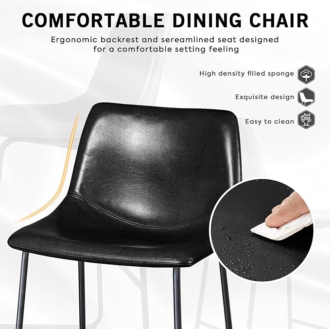 LEMBERI Faux Leather Dining Chairs Set of 2, 18 Inch Modern Kitchen & Din...