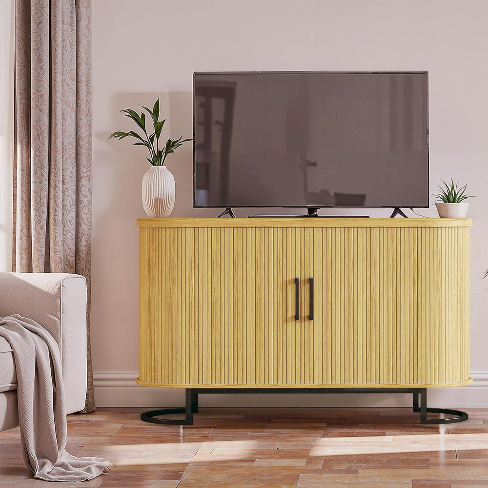 HUAHUU Sideboard Buffet Cabinet with Storage, 47.2" Fluted Storage Cabin...