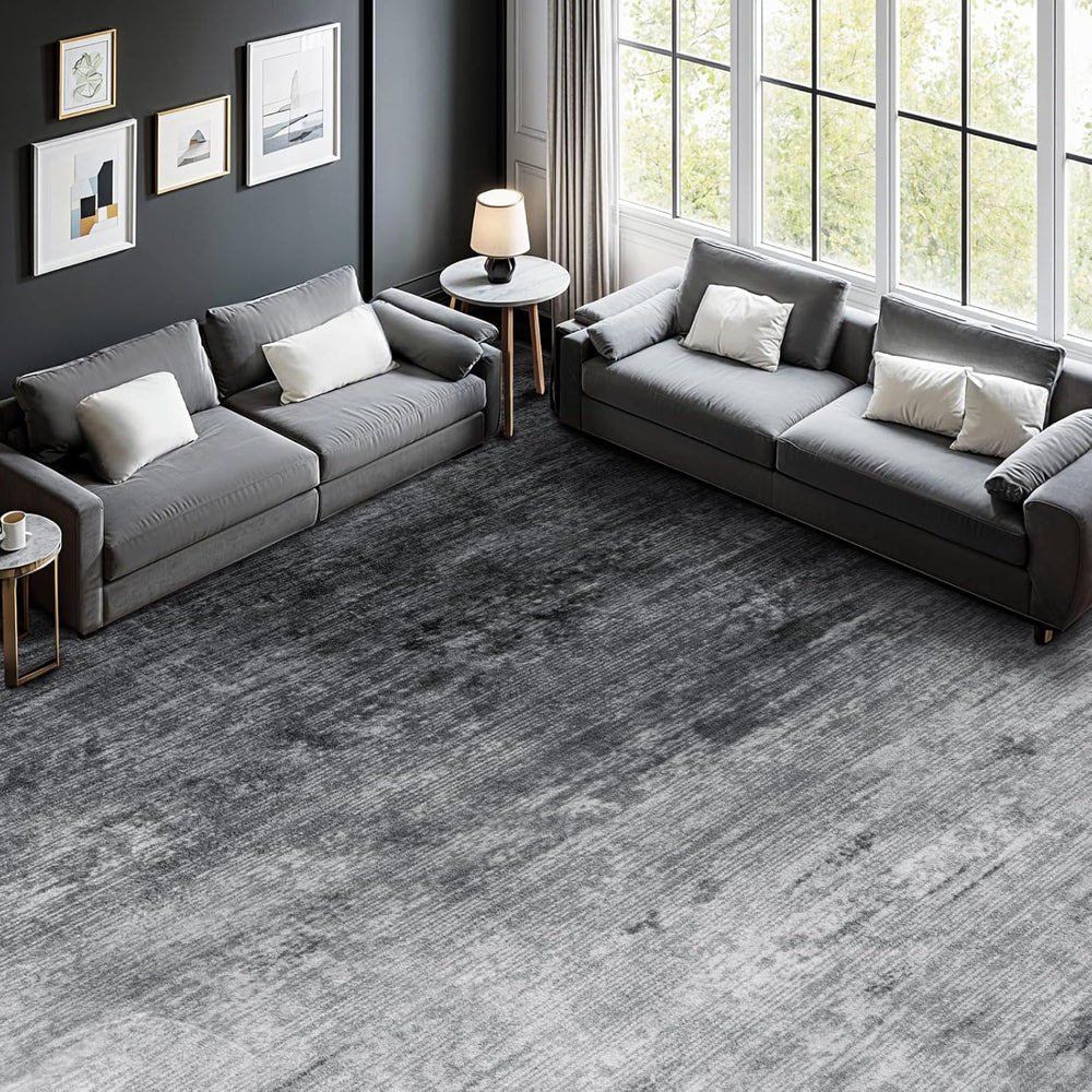 6x9 Washable Area Rug, Gray Solid Area Rugs for Living Room & Bedroom