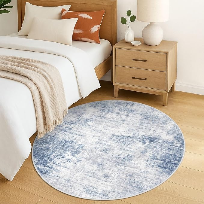 IOHOUZE Round Area Rug 5 Ft Circle Entryway Rugs Round Washable Door Mat Indoor