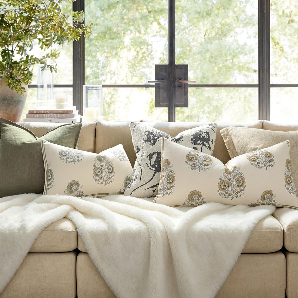 Vintage Floral 14x36 Lumbar Pillow Cover for Bed Pack of 1, Double-Sided Bota...