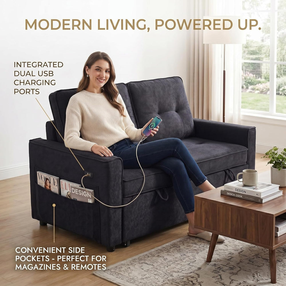 Actinidia 3 in 1 Convertible Sofa Bed, 53" Modern Loveseat Sleeper Sofa ...