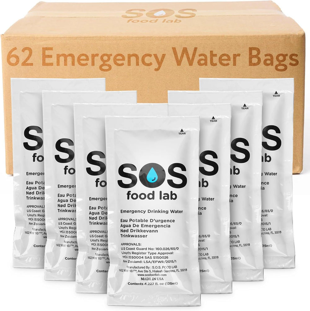 S.O.S Emergency Drinking Water – 62 Packets (4.22 oz Each) – 5-Year Shelf Lif...