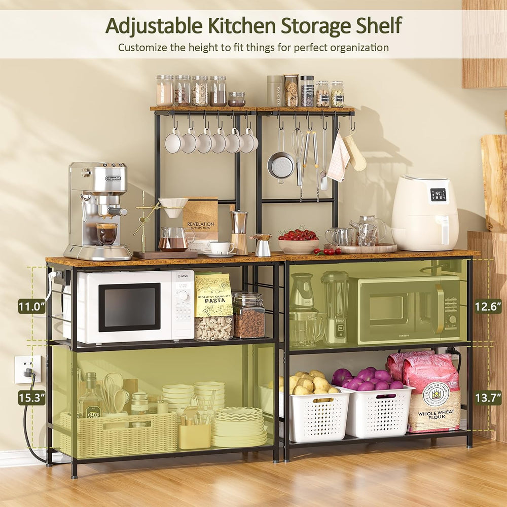 3IngSeagulls 4-Tier Bakers Rack with Power Outlet, 33 Inch Kitchen Microwave ...