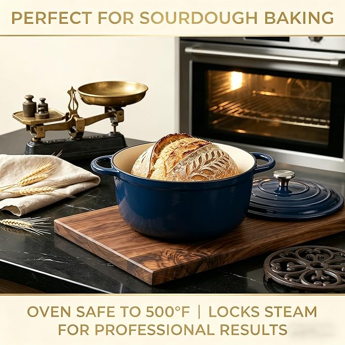 QuliMetal Enameled Cast Iron Cookware Set, 4-Piece Pots and Pans Set