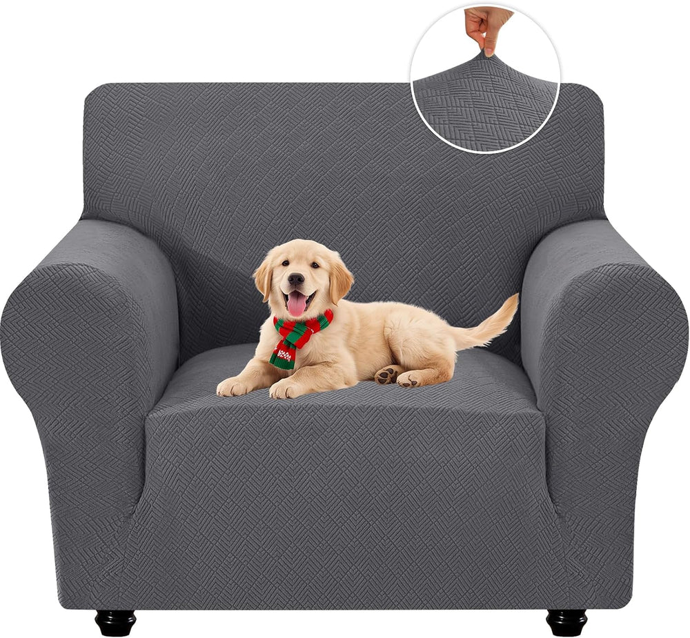XINEAGE Stretch Armchair Slipcover, Non-Slip Pet Couch Cover,Light Gray