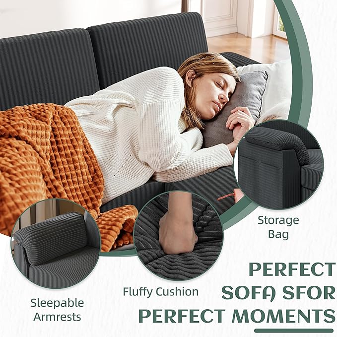 Vongrasig Convertible Sectional Sofa Couch, 3 Seat L Shaped Sofa with Removab...