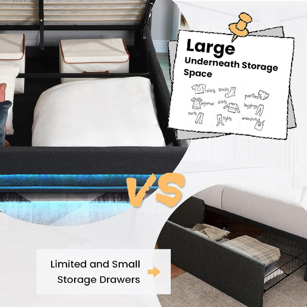 Ailisite Lift Up Storage Bed Full, Bed Frame Full Size with Charging Station ...