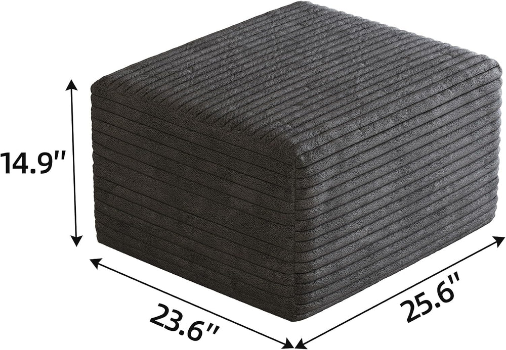 JINGLING 25.6 Inch Plush Corduroy Ottoman, Modular Sectional Foot Rest for Li...