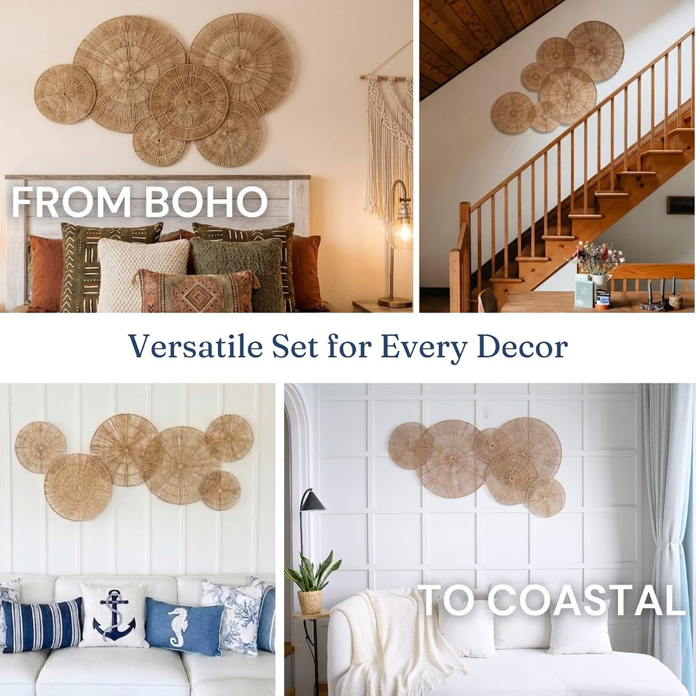 CHI AN HOME Wicker 23 Inch Jute Wall Decor Baskets, Set of 6 Extra Large Wove...