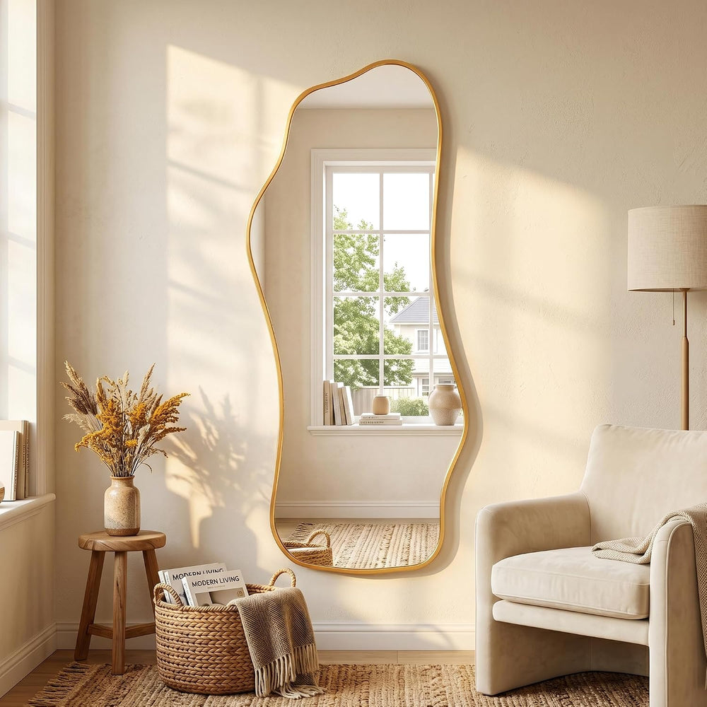 Irregular Full Length Mirror,Wavy Decorative Floor Mirror 62.2"ร22.8&quo...