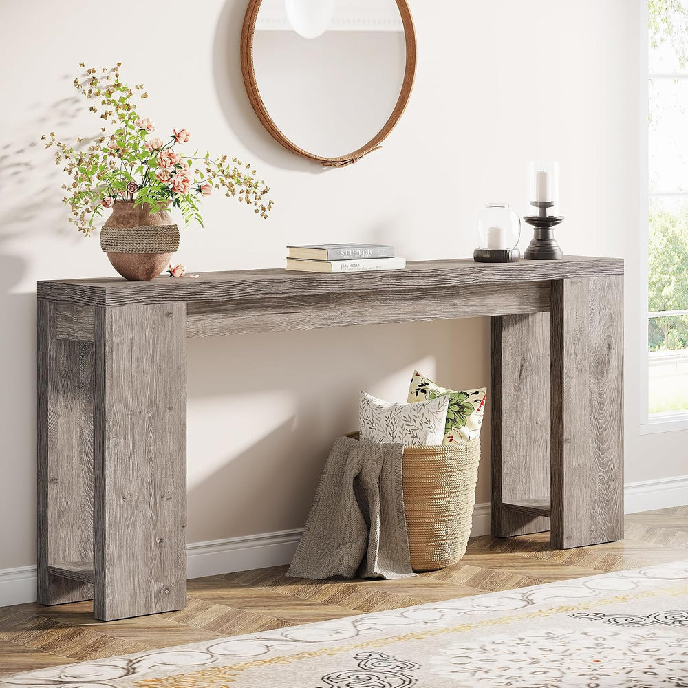 Tribesigns 70.9-Inch Extra Long Console Table, Farmhouse Wood Sofa Table Behi...
