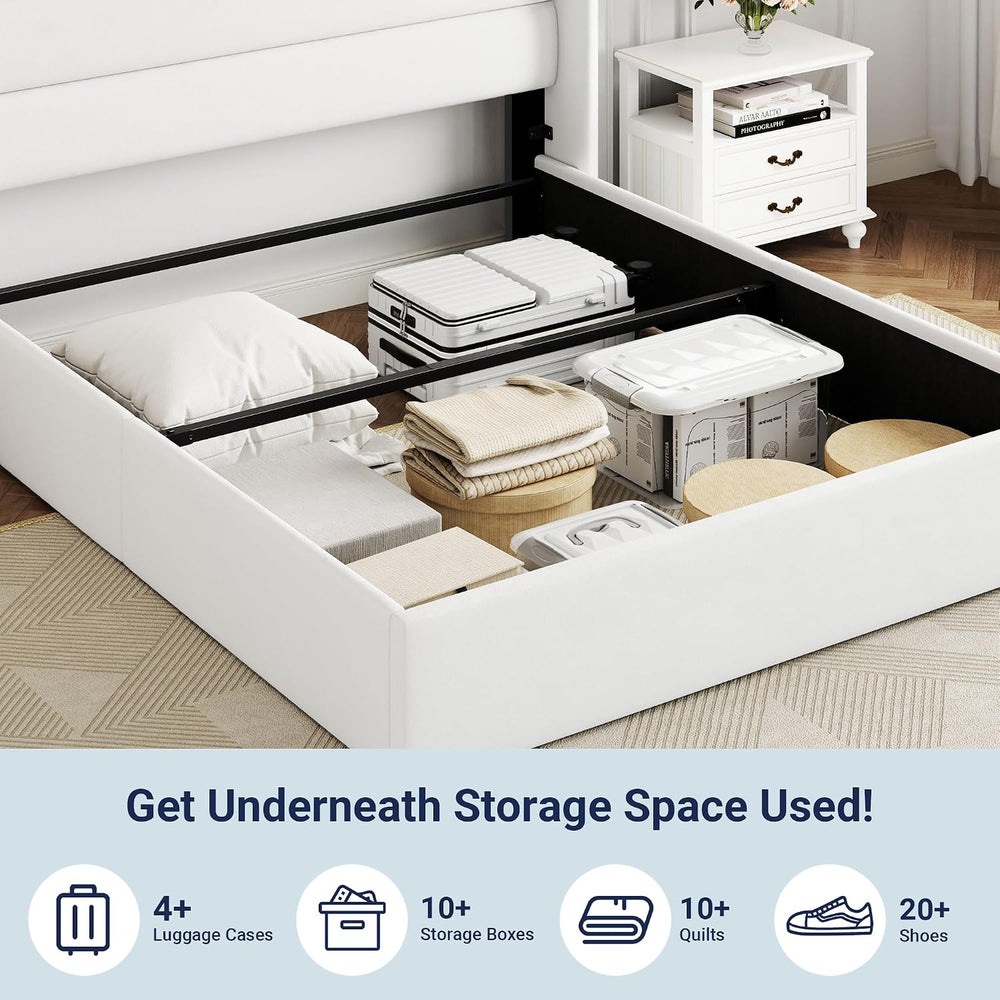 Allewie Full Size Lift Up Hydraulic Storage Bed Frame White