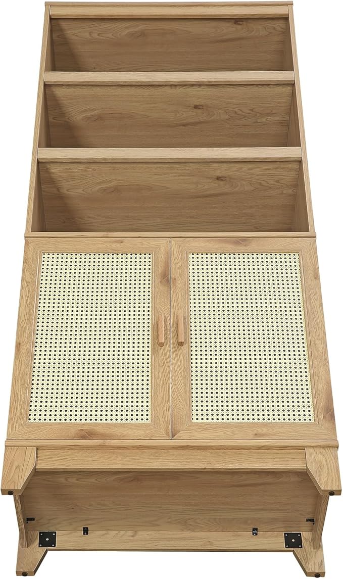 Manhattan Comfort Sheridan Modern Cane Bookcase with Adjustable Open Shelves,...