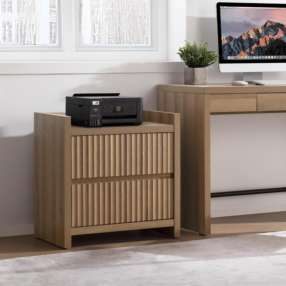 SICOTAS Night Stand Set 2 with Charging Station, Fluted Nightstands | Large M...