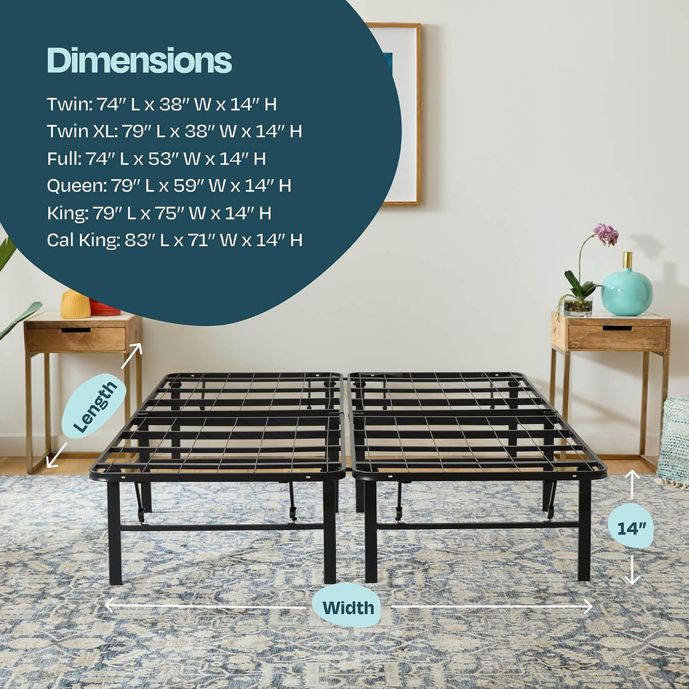 Linenspa 14 Inch Folding Metal Platform Bed Frame, Steel, Queen Size