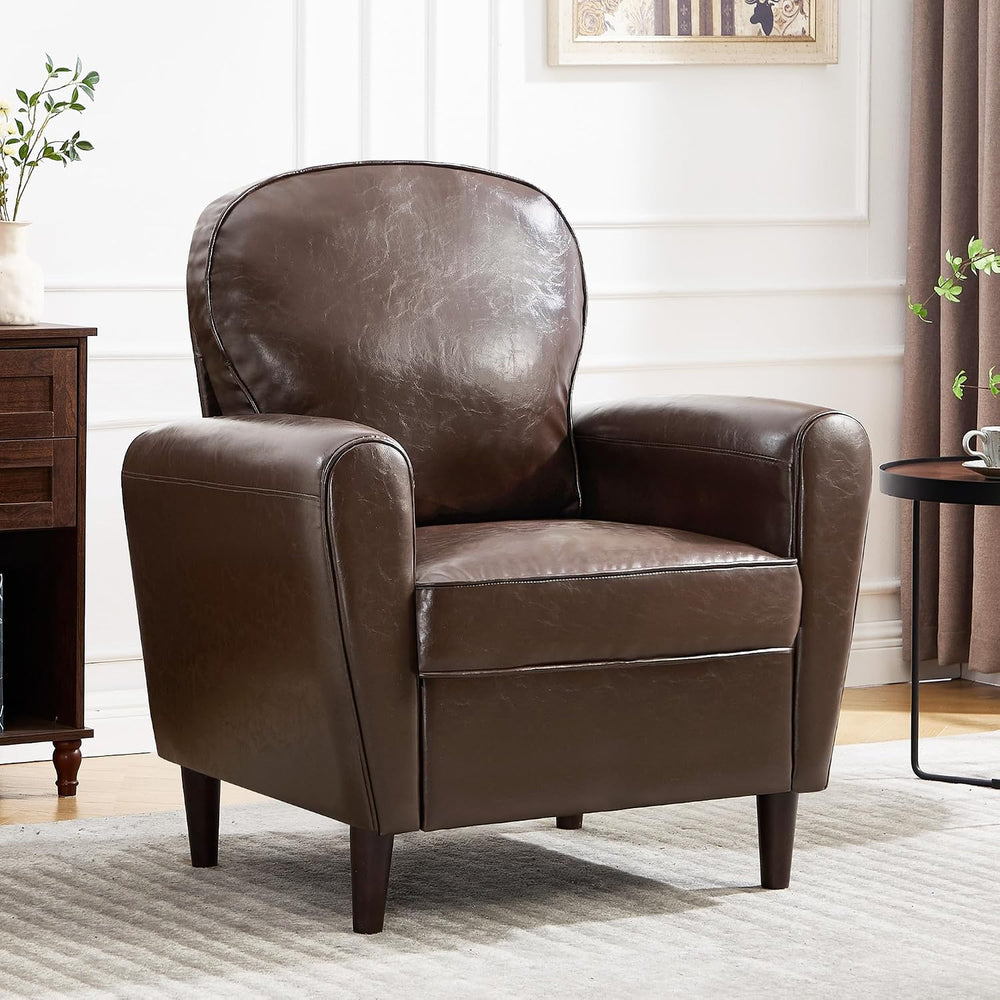 Mid Century Accent Chair Set of 2, Modern Faux Leather Arm Chair, Upholstered...