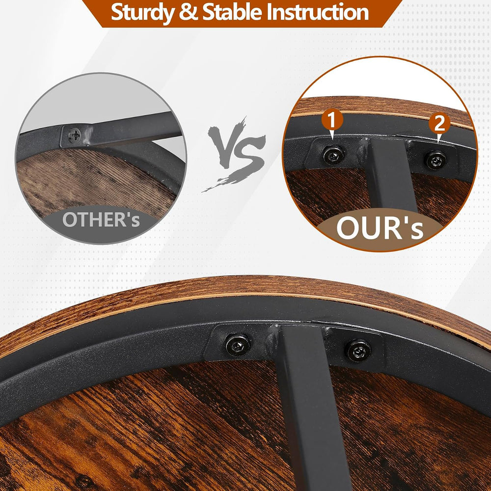 ZENY Nesting Coffee Table Set of 2, 23.6inch Round Coffee Table Wood Grain To...