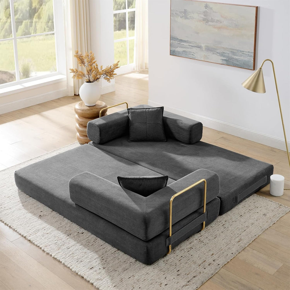 Convertible Folding Sofa Bed, Modern Futon Sleeper Sofa Fold Out Couch Bed wi...