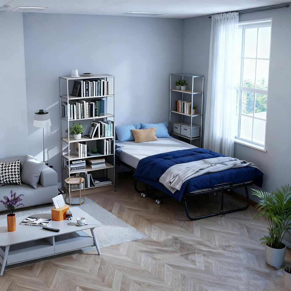 Pataku Folding Bed with Mattress, 75"x31" Roll Away Frame, 5" ...