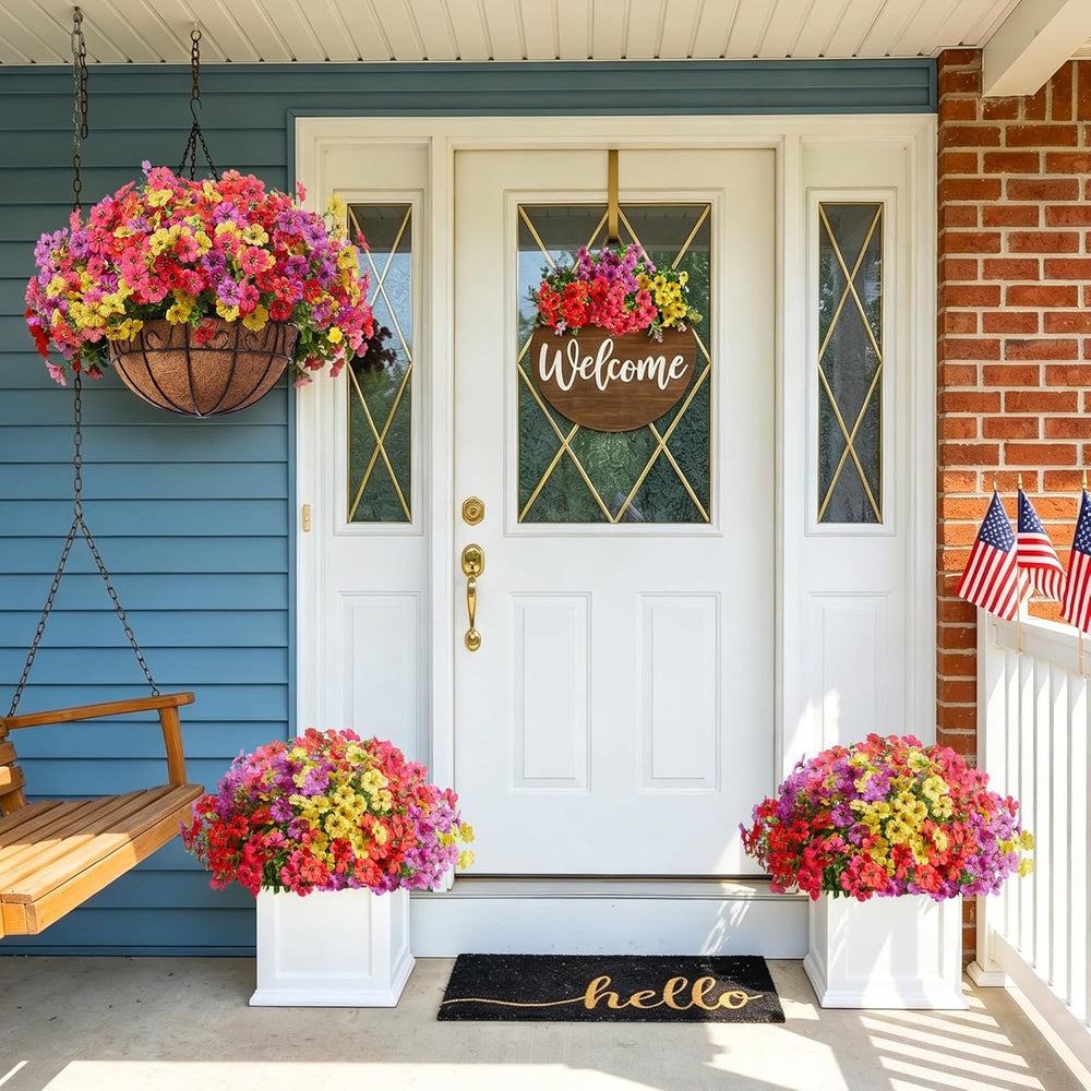 InnoGear Artificial Hanging Flowers for Outdoors Fake Plants Baskets 4 Hues