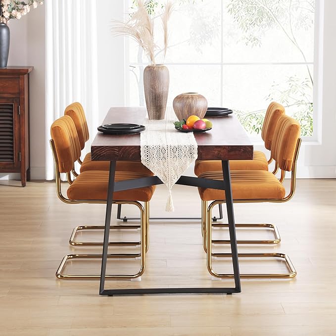 ONEVOG Orange Velvet Dining Chairs Set of 2, Upholstered Kitchen & Dining...