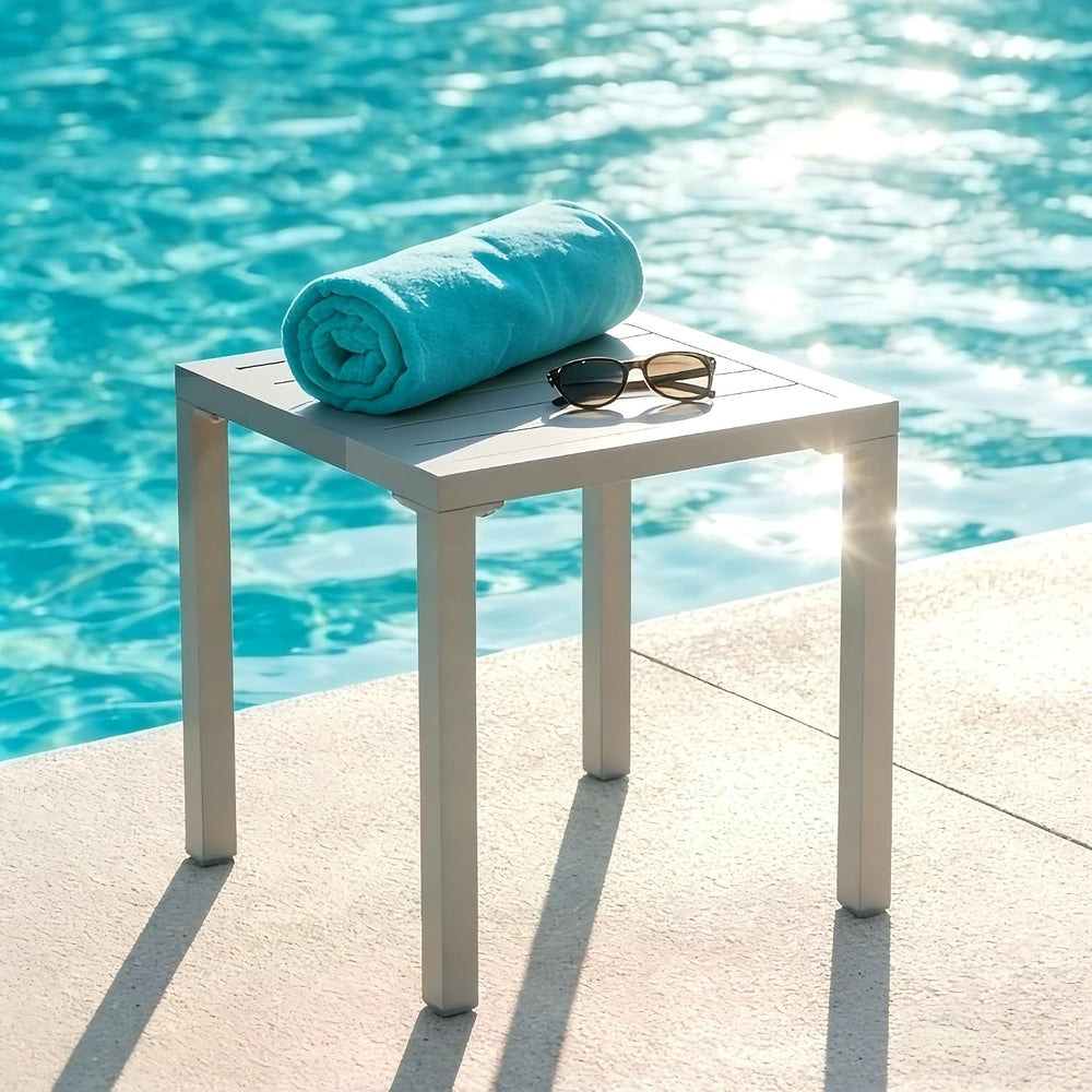 Crestlive Products Aluminum Outdoor Side Table Set of 2, Pool Lounge Chair Si...